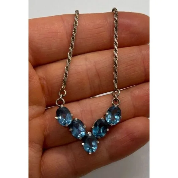 925 STERLING SILVER TOPAZ NECKLACE ITALY